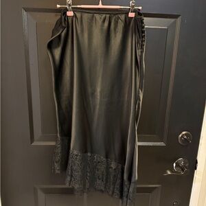 Anthropologie Black Asymmetrical Skirt with Lace Detail